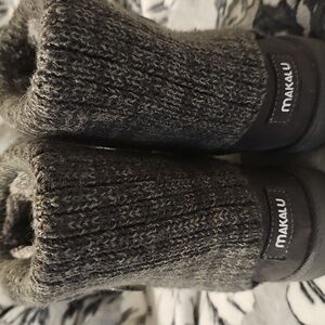 Knit-Cuff Ankle Booties in Gray